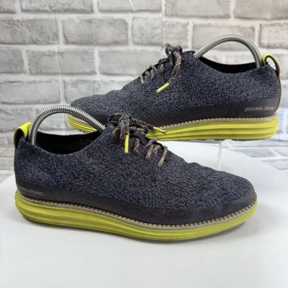Cole Haan Original Grand Stitchlite Size 8 Gray and Yellow Comfort Oxford Shoes